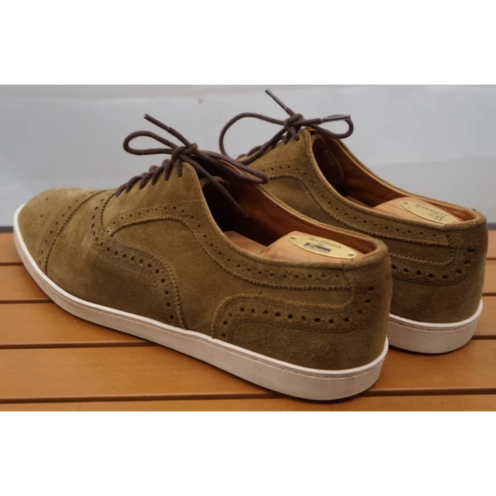 Allen Edmonds Strand $300 Men's Cap Toe Sneakers Shoes Size 10 D Suede Brown